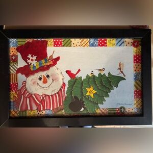 Home Interiors Festive Snowman and Birds Wall Decor by Don Easterwood